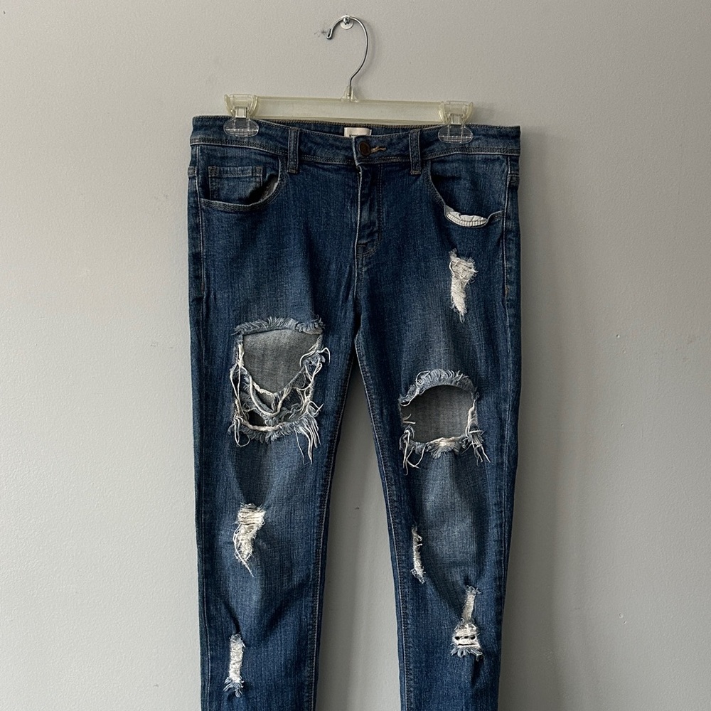 Distressed Blue Jeans - Picture 2 of 5